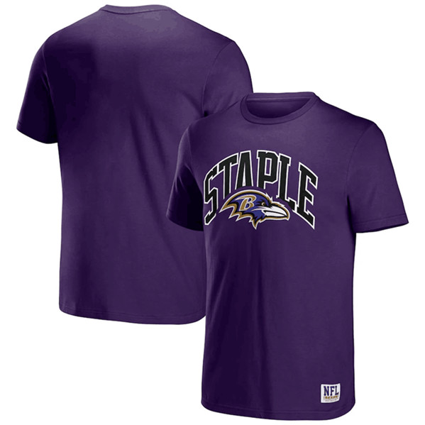 Men's Baltimore Ravens x Staple Purple Logo Lockup T-Shirt
